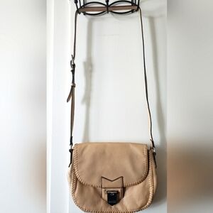 Aimee Kestenberg Tan Flap Saddle Crossbody Shoulder Bag EUC
